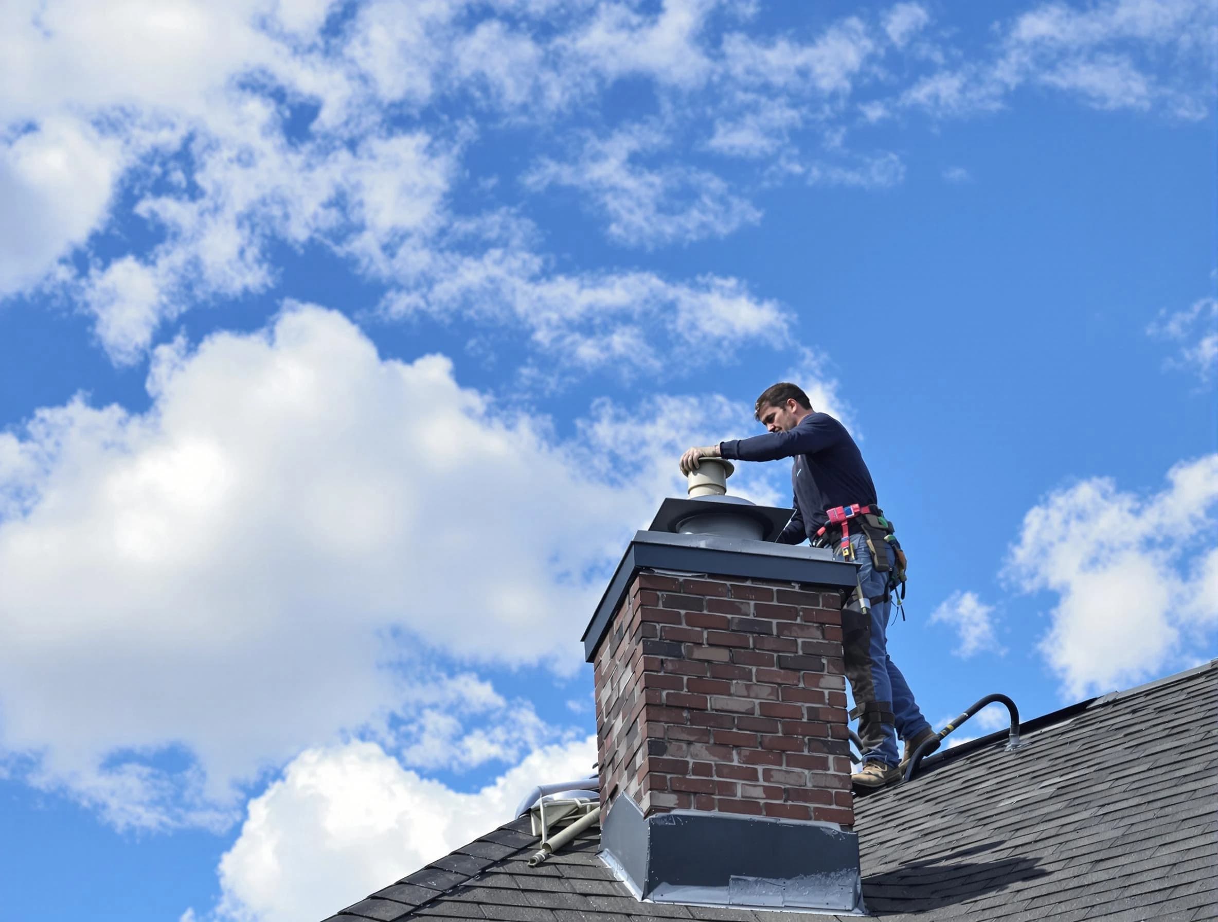 Yukon Chimney Sweep installing a sturdy chimney cap in Yukon, OK