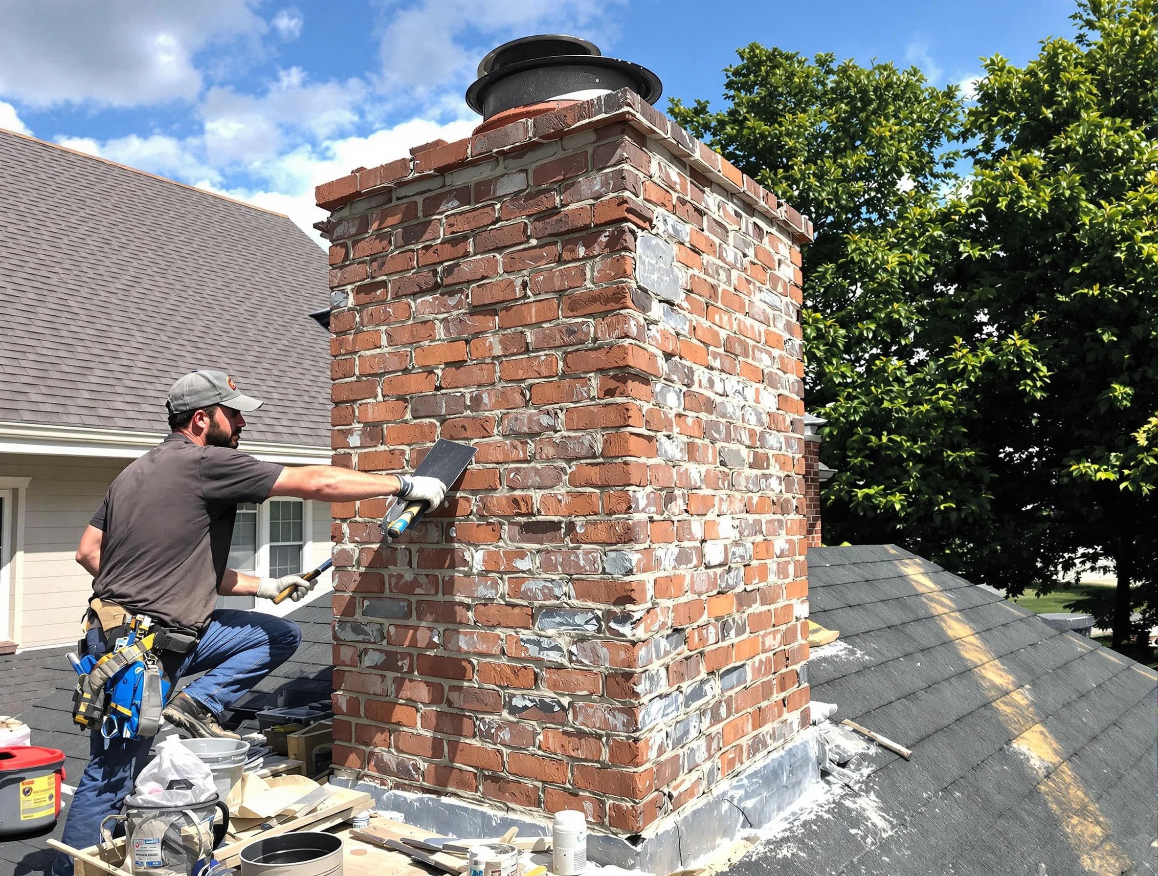 Completed chimney rebuild by Yukon Chimney Sweep in Yukon, OK