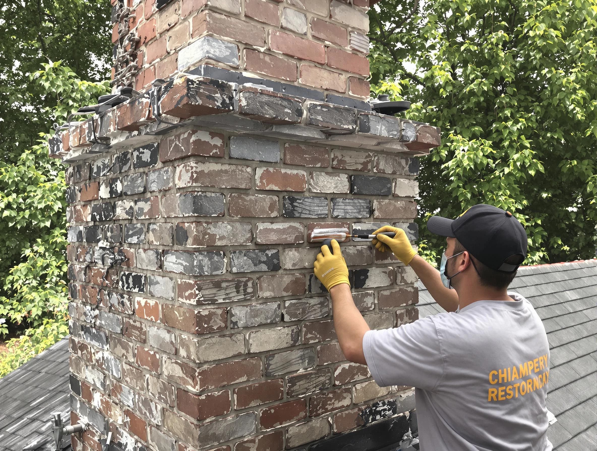 In-progress chimney restoration by Yukon Chimney Sweep in Yukon, OK