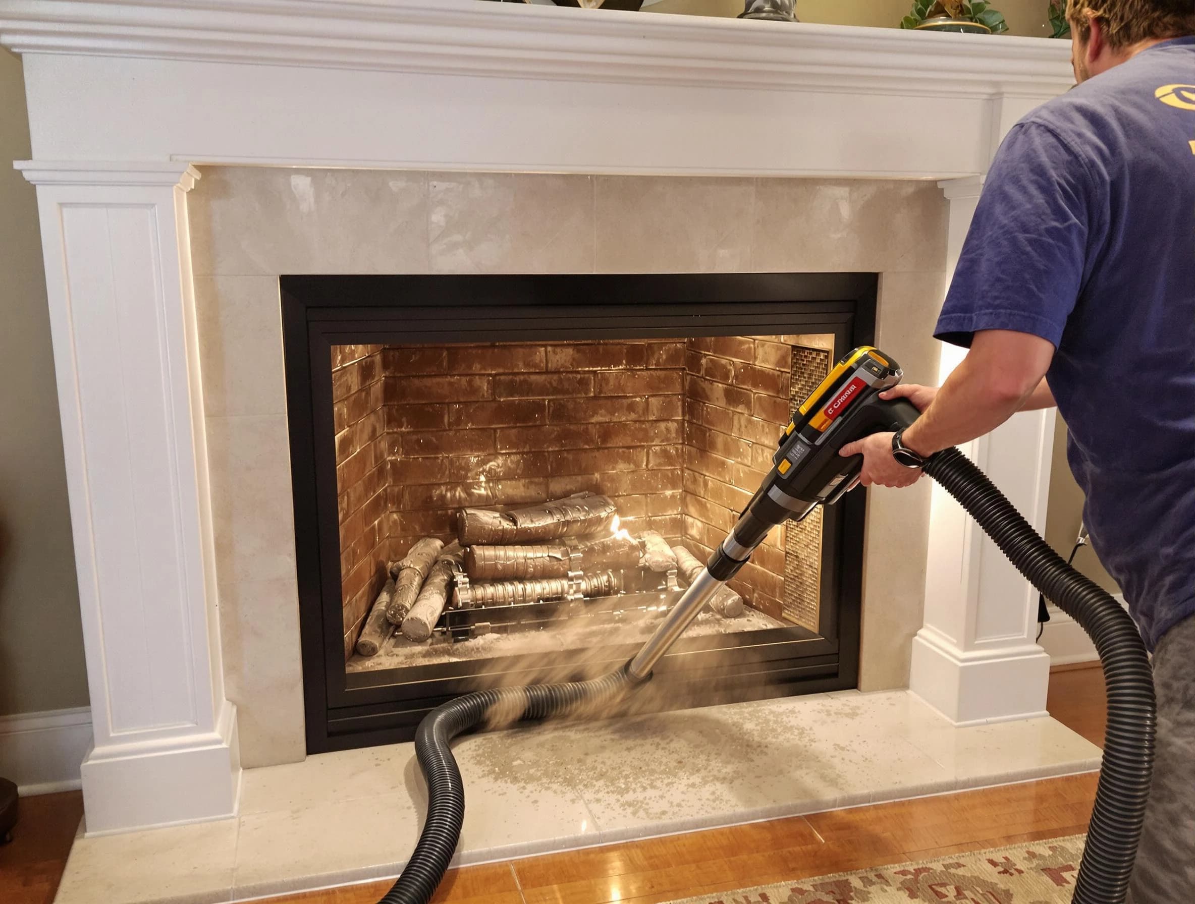 Fireplace cleaning performed by Yukon Chimney Sweep in Yukon, OK
