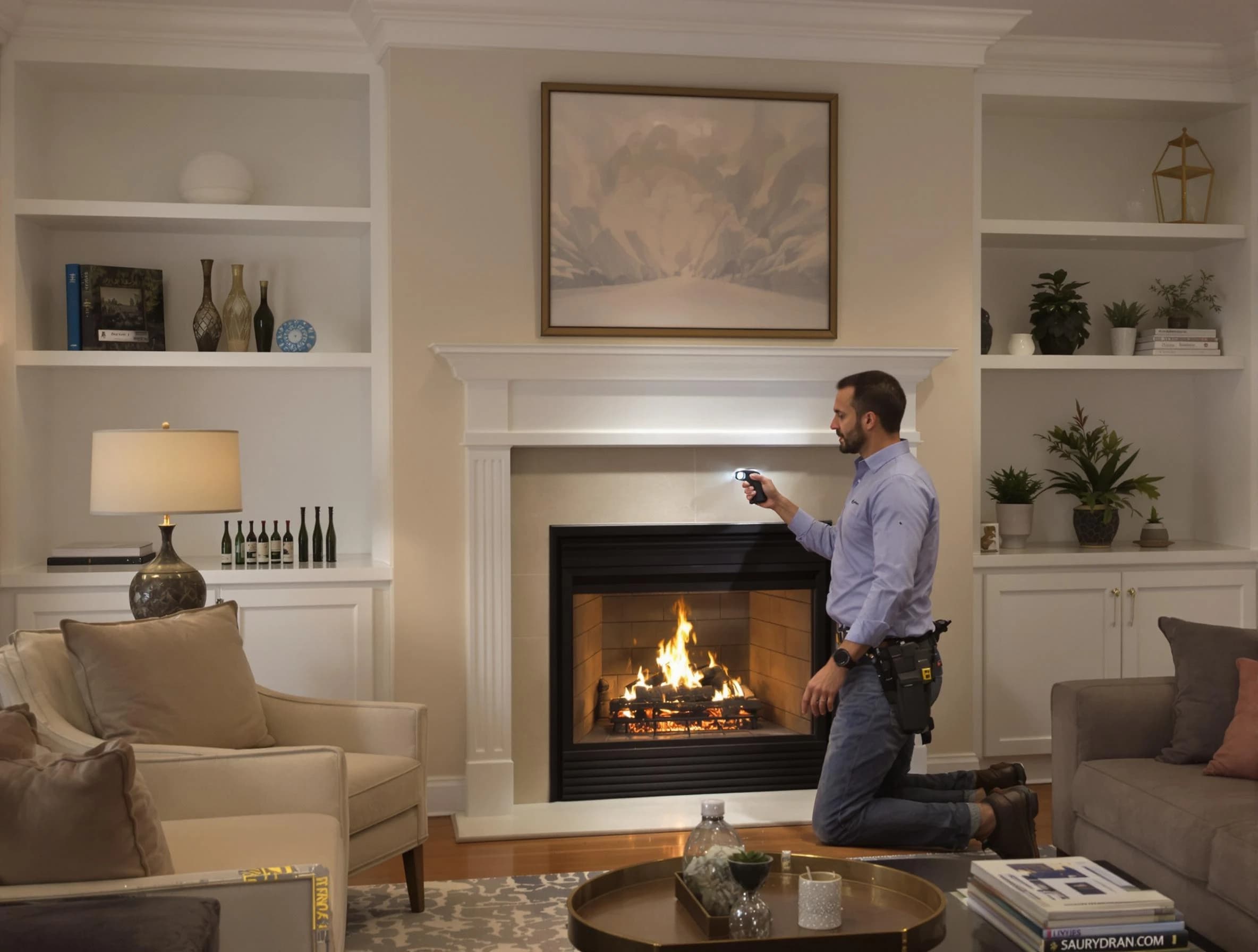 Yukon Chimney Sweep conducting a fireplace safety inspection in Yukon, OK