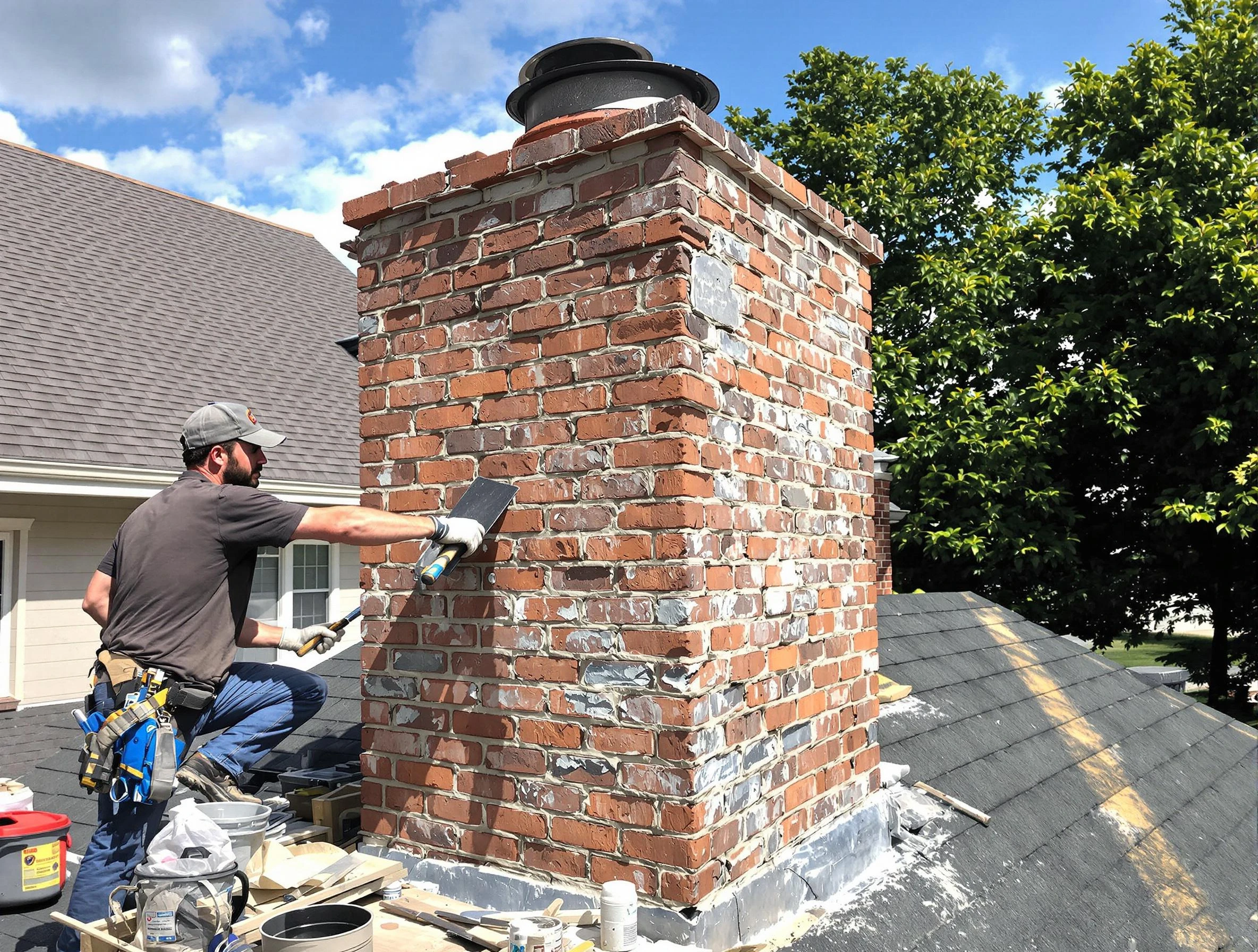 Completed chimney rebuild by Yukon Chimney Sweep in Yukon, OK