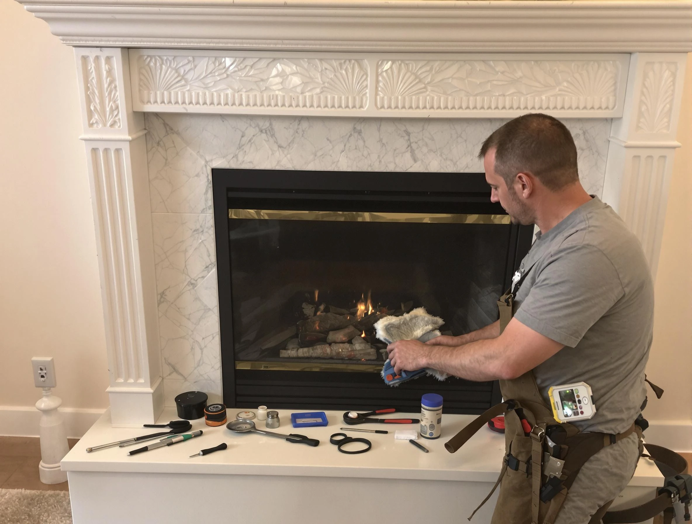 Yukon Chimney Sweep performing fireplace maintenance in Yukon, OK